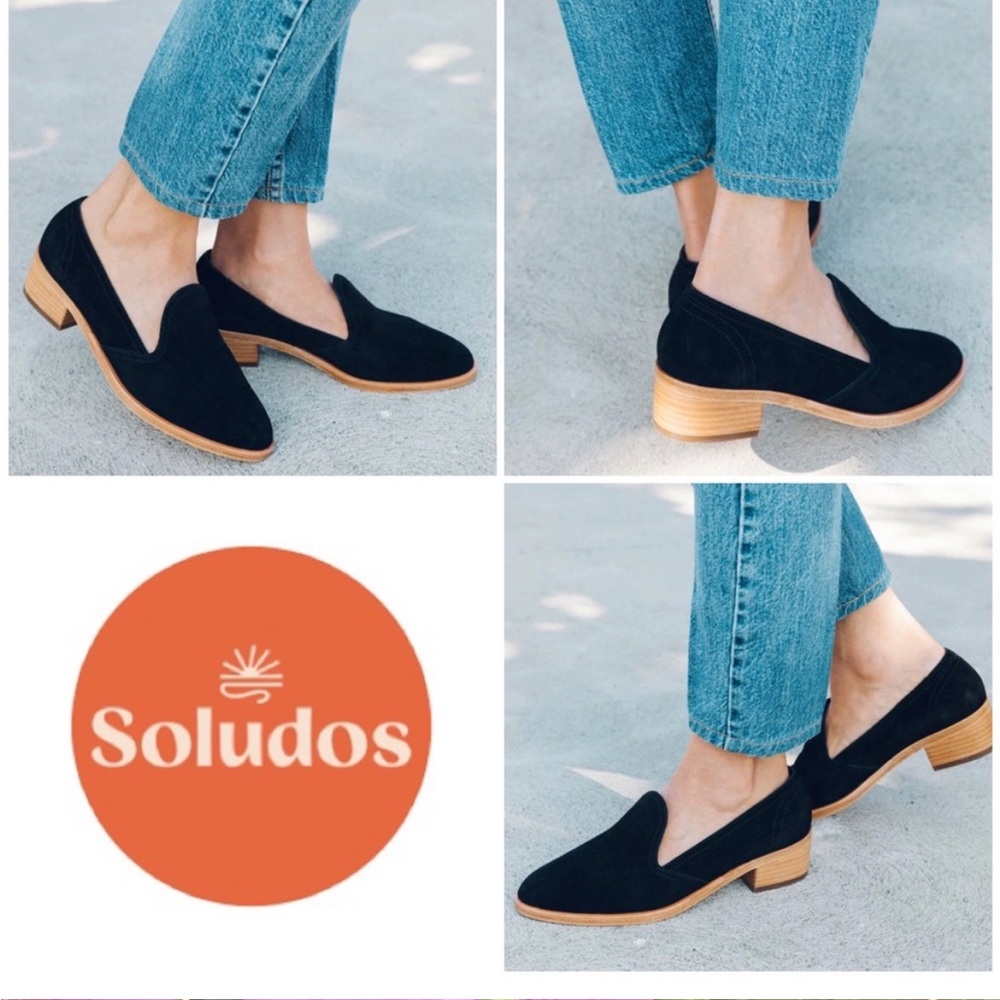 Soludos Sophia loafer black suede size 9